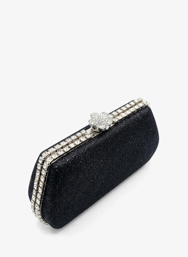 Viny Women's Crystal Frame Evening Clutch Bag | Rhinestone Trimmed Hard Shell Party Handbag - Image 4