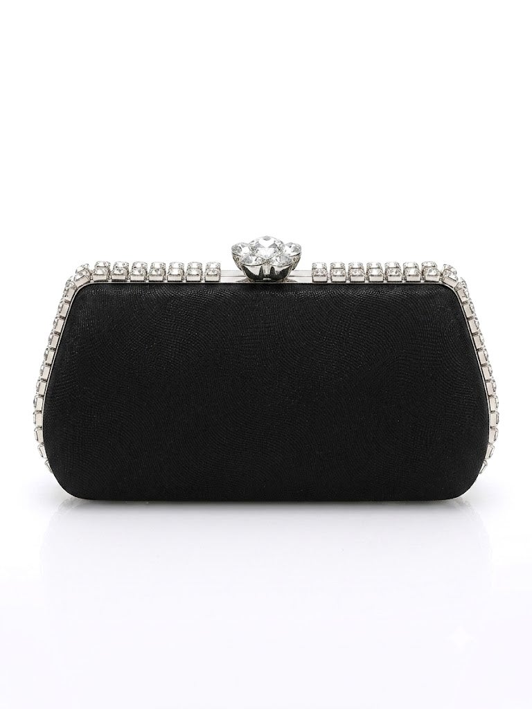 Viny Women's Crystal Frame Evening Clutch Bag | Rhinestone Trimmed Hard Shell Party Handbag - Image 2
