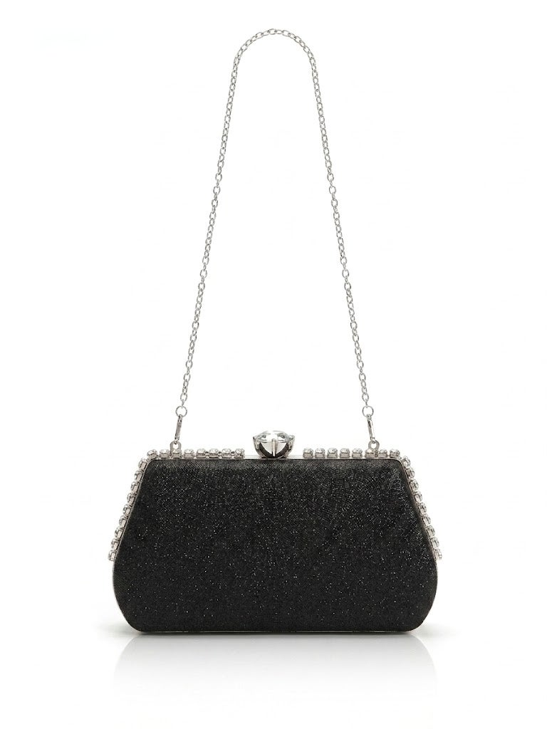 Viny Women's Crystal Frame Evening Clutch Bag | Rhinestone Trimmed Hard Shell Party Handbag - Image 3