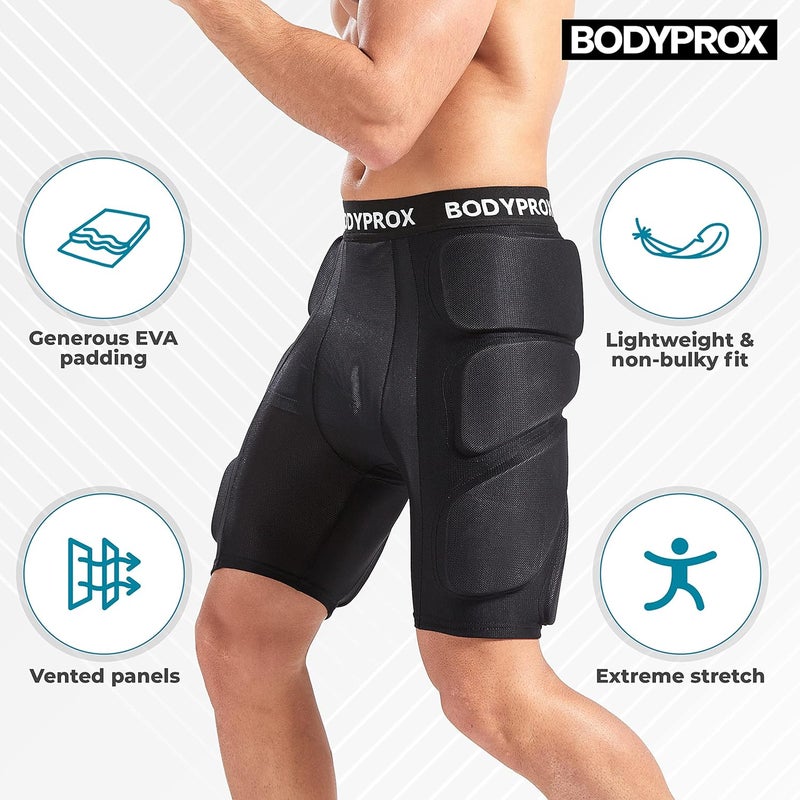 Bodyprox شورتات مبطنة واقية للتزلج على الثلج، التزلج على الألواح والتزلج، حماية ثلاثية الأبعاد للورك، المؤخرة والعصعص - Image 3
