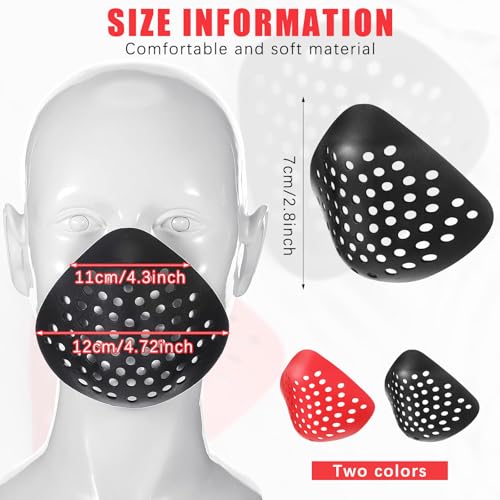 Sratte 2 Pcs 3D Mask Silicone Face Shaping Shell Inner Bracket Mask Cosplay Props Adult Inner Face Cover Costume(Red, Black) - Image 2