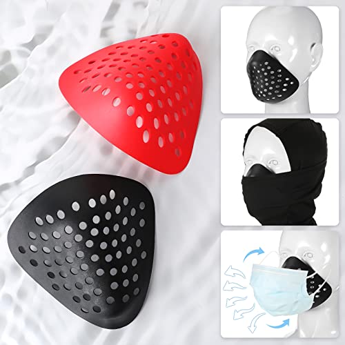Sratte 2 Pcs 3D Mask Silicone Face Shaping Shell Inner Bracket Mask Cosplay Props Adult Inner Face Cover Costume(Red, Black) - Image 3
