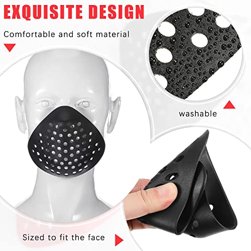 Sratte 2 Pcs 3D Mask Silicone Face Shaping Shell Inner Bracket Mask Cosplay Props Adult Inner Face Cover Costume(Red, Black) - Image 4