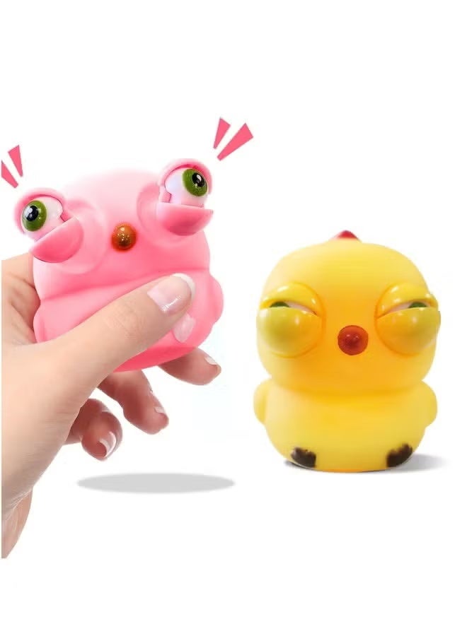 الدجاج ضغط الألعاب، 2 قطعة مضحكة الإغاثة من الإجهاد ألعاب Squishy، مع البوب خارج العيون، مضحكة التمدد الحيوان تقسيم الألعاب، ضغط الإجهاد الإغاثة الألعاب للبالغين، للأطفال والكبار - Image 1