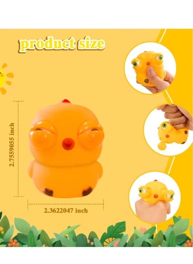 الدجاج ضغط الألعاب، 2 قطعة مضحكة الإغاثة من الإجهاد ألعاب Squishy، مع البوب خارج العيون، مضحكة التمدد الحيوان تقسيم الألعاب، ضغط الإجهاد الإغاثة الألعاب للبالغين، للأطفال والكبار - Image 3