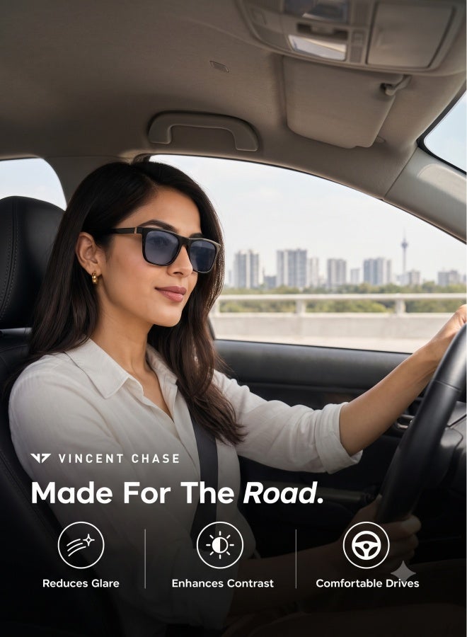 VINCENT CHASE Unisex Mirage Full Rim Wayfarer Frame Polarized & UV Protected Sunglasses VC S13981 - 54mm - Black - Image 5