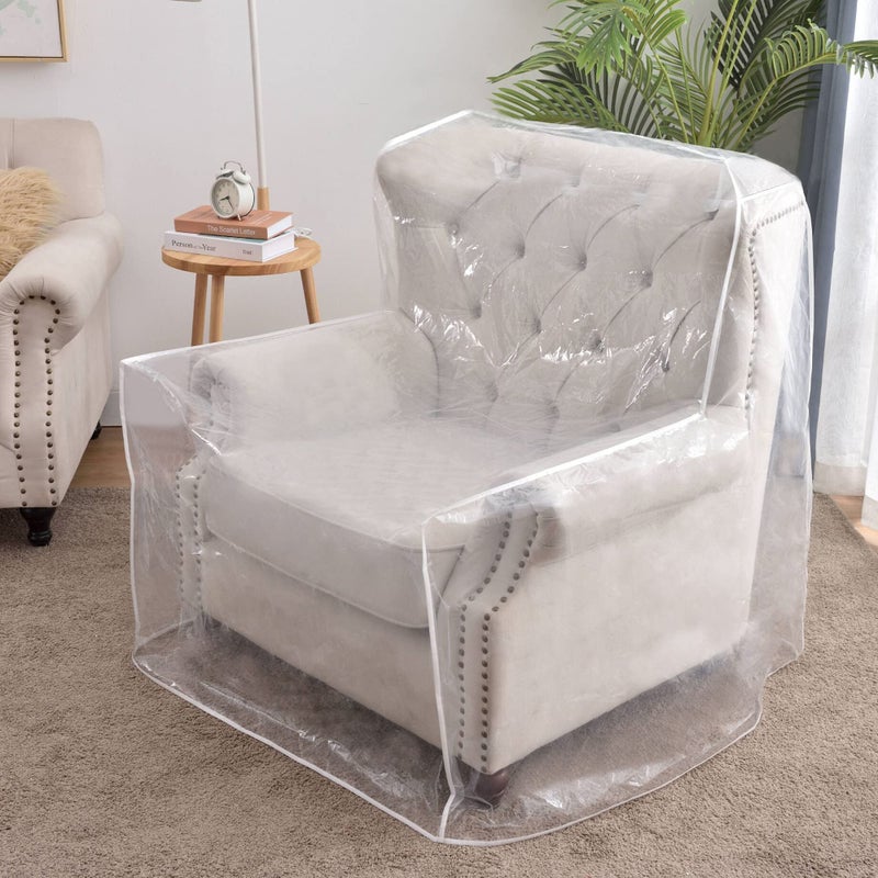 BELOTREE Plastic Armchair Chair Covers for Pets Waterproof Heavy Duty Plastic Recliner Cover Protect The Sofa Chair for Storage and Moving