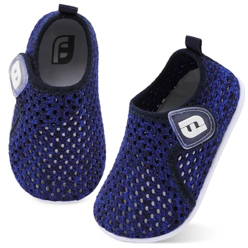 JOINFREE Toddler Water Shoes Baby Sandals Swim Shoes Quick Dry Slip On Sneakers for Beach Pool Mesh BlackBlue 12-18 Months Infant - Image 1