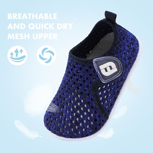 JOINFREE Toddler Water Shoes Baby Sandals Swim Shoes Quick Dry Slip On Sneakers for Beach Pool Mesh BlackBlue 12-18 Months Infant - Image 3