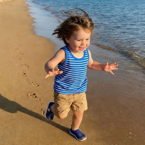 JOINFREE Toddler Water Shoes Baby Sandals Swim Shoes Quick Dry Slip On Sneakers for Beach Pool Mesh BlackBlue 12-18 Months Infant - Image 2