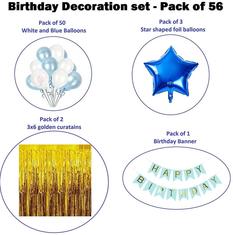 HK balloons Blue Birthday Party Decorations Set for Boys Birthday Decorations, Pack of 56 - Image 2