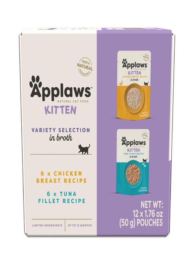 Applaws Natural Wet Kitten Food in Broth, Made with Limited and Natural Ingredients, No Artificial Additives, High Protein, Kitten Variety Selection (12 x 1.76oz Pouches) - Image 1