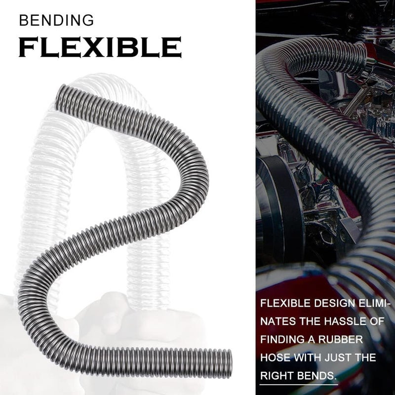 Hypertune Universal 48inch Flexible Radiator Coolant Hose Stainless Steel Kit with 4Pcs Cap Clamp Silver - Image 4