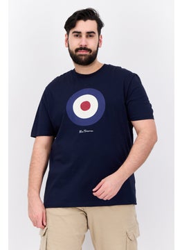 Men Crew Neck Short Sleeves Brand Logo T-Shirt, Dark Navy