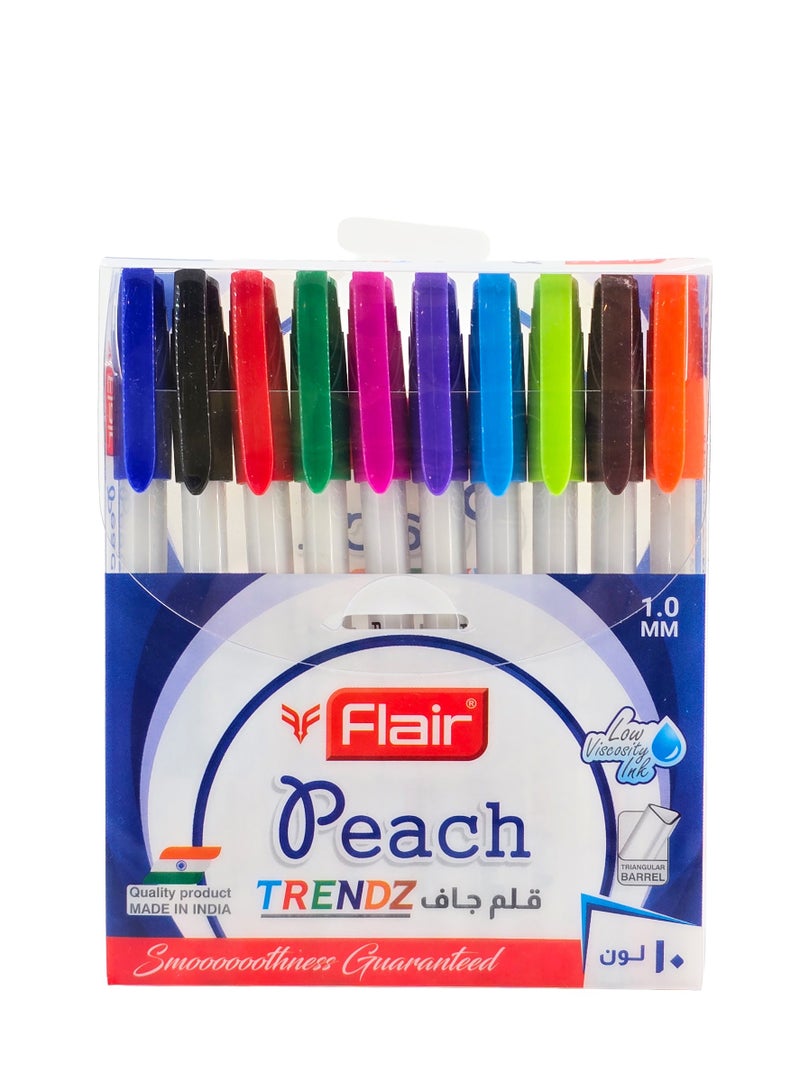 فلير مجموعة أقلام حبر كروية 10 ألوان، كتابة سلسة وطويلة الأمد، عبوة من 10 أقلام - Image 1