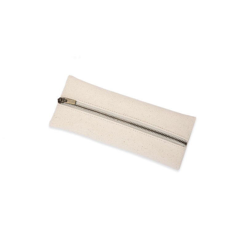 YONBEN Pencil Case Slim Pencil Pouch Small Pen Case Simple Cotton Canvas Pencil Bag Beige S - Image 2