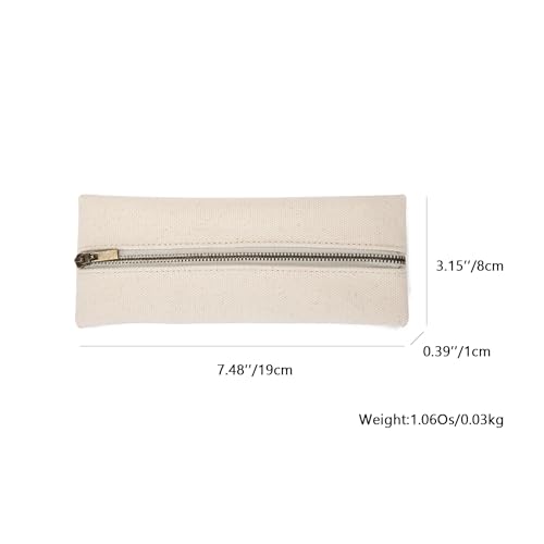 YONBEN Pencil Case Slim Pencil Pouch Small Pen Case Simple Cotton Canvas Pencil Bag Beige S - Image 3