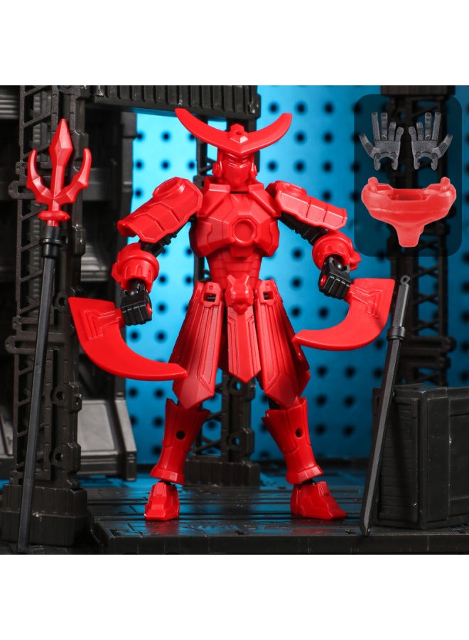 Mo Mecha Lucky Doll 13 Joints Movable 3D Printed Doll Toy 3Rd Generation Dummy Doll Solution-Color:Red Ink Mecha  - Image 1