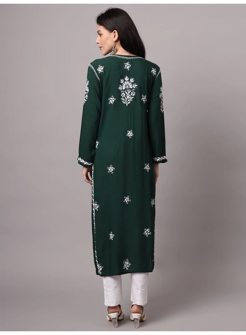 Alaya Hand Embroidered Chikankari Modal Kurta-AL4059 - Image 2