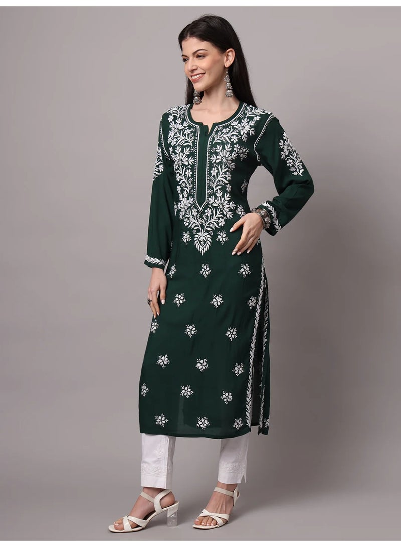 Alaya Hand Embroidered Chikankari Modal Kurta-AL4059 - Image 4