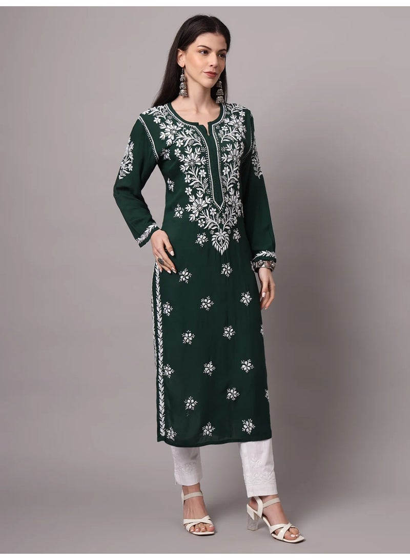 Alaya Hand Embroidered Chikankari Modal Kurta-AL4059 - Image 3