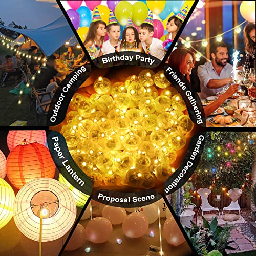 Aogist 100pcs Warm White LED Balloon Light,Round Led Flash Ball Lamp for Paper Lantern Balloon,Indoor Outdoor Party Event Fun Birthday Party Wedding Decoration Supplies - Image 4