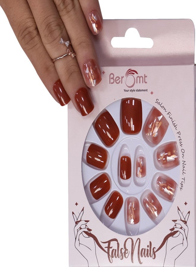 Beromt Press On Nails Printed Multicolor Casual Style Nails For Women Professsionals - BFN702CN - Image 1