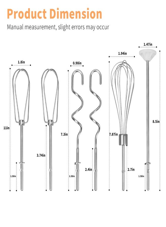 Dfnidy Hand Mixer Turbo Beaters for Kitchenaid, Replacement Beater, Whisk, Dough Hooks and Blending Rod, Turbo Beater Accessories Compatible with KitchenAid Hand Mixer KHM3 KHM5 KHM7 KHM9 (6 Pack) - Image 2