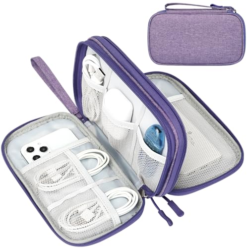 FYY Electronic Organizer, Travel Cable Organizer Bag Pouch Electronic Accessories Carry Case Portable Waterproof Double Layers Storage Bag for Cable, Cord, Charger, Phone, Large Size, Dark Purple - Image 1