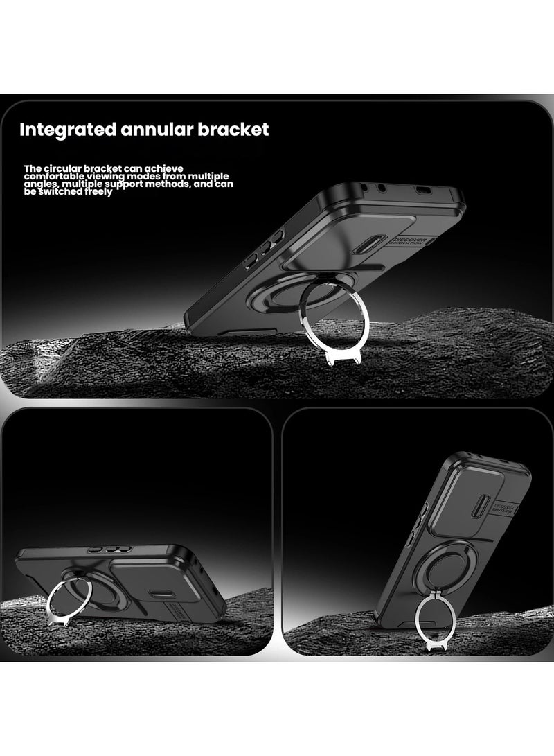 General Case is compatible with the Honor 400 Pro with built-in sliding lens protection and 360° rotatable ring stand and hinge protection  - Image 4