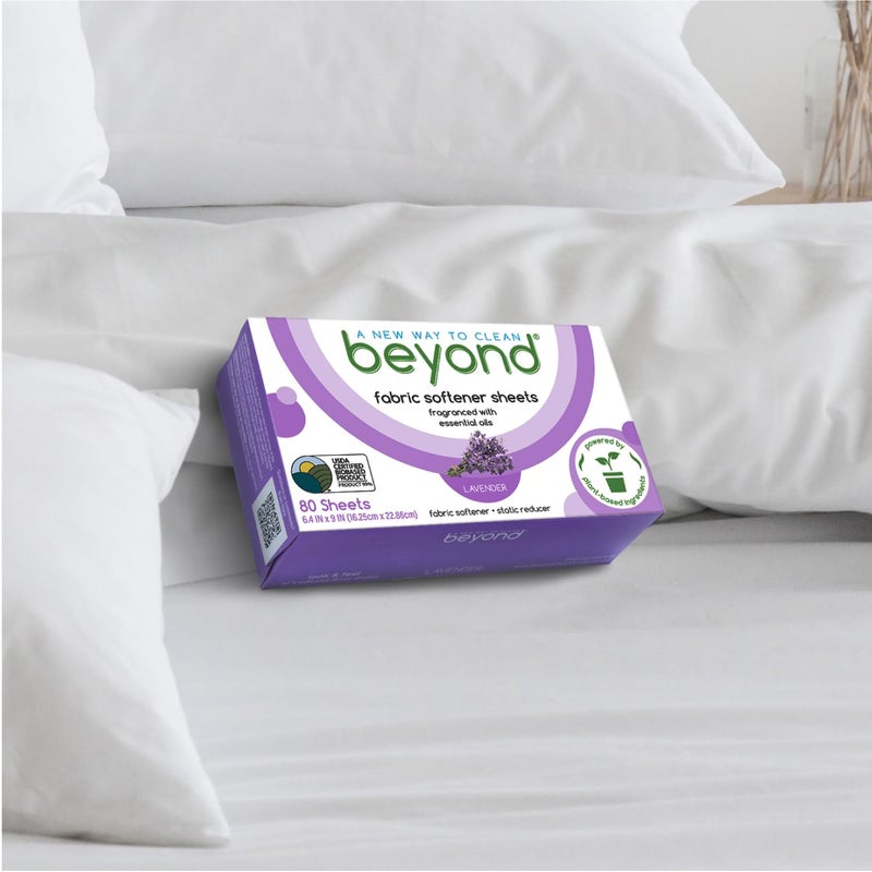 Beyond Fabric Softener Sheets (80 sheets) - Lavender Scent - Eco-Friendly Plant-Based Dryer Sheets. Removes Static Cling. Recyclable Packaging. - Image 3