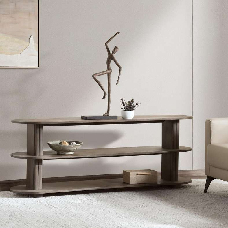 Pan Home MAYUMI SHELVING UNIT WITH 3 TIER LARGE SOLID WOOD - BROWN