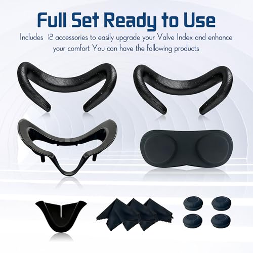 haizusai Upgraded Valve Index Face Gasket Complete Set with Magnetic Bracket Dual Covers Joystick Caps Lens Cover Cleaning Cloths Anti Leak Nose Pad - Image 2