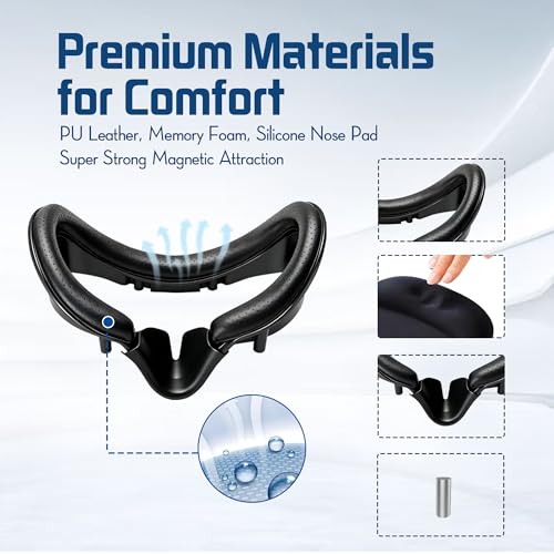 haizusai Upgraded Valve Index Face Gasket Complete Set with Magnetic Bracket Dual Covers Joystick Caps Lens Cover Cleaning Cloths Anti Leak Nose Pad - Image 4