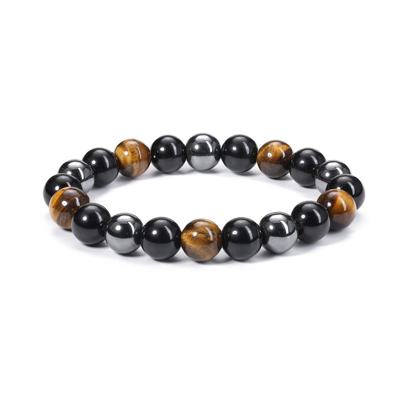 Jovivi 2 Pcs Hematite Black Obsidian Tiger Eye Stone Bracelets for Men Women 10mm Natural Round Gemstone Beads Beaded Healing Crystal Bracelet for Protection, Good Luck - Image 3