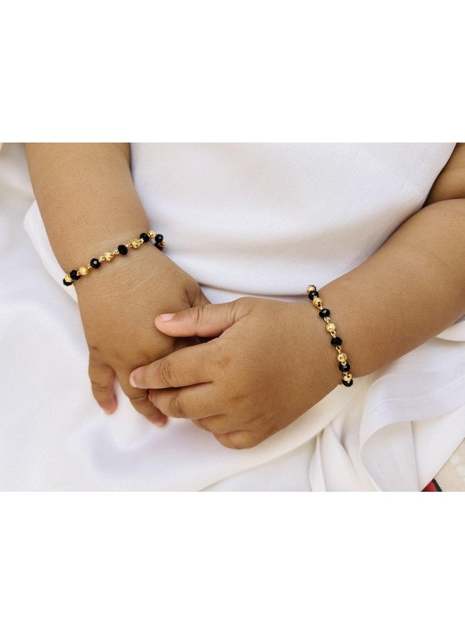 JHB Baby Bracelet Crystal Nazariya Brass Bangle/Bracelet For Kids for Baby Girls & Baby Boys(Black & Golden) - Image 2