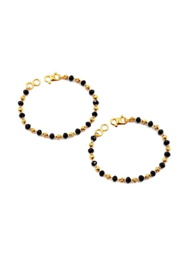 JHB Baby Bracelet Crystal Nazariya Brass Bangle/Bracelet For Kids for Baby Girls & Baby Boys(Black & Golden) - Image 1