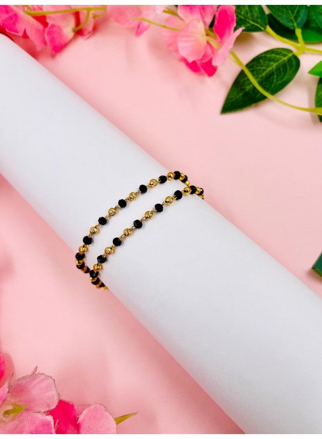 JHB Baby Bracelet Crystal Nazariya Brass Bangle/Bracelet For Kids for Baby Girls & Baby Boys(Black & Golden) - Image 4