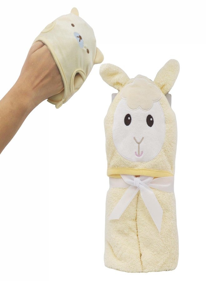 Kradyl Kroft 100% Cotton Baby Hooded Bath Towel with Bath Loofah | Soft Absorbent Cotton Bath Towels for Baby (Little Sheep) - Image 2