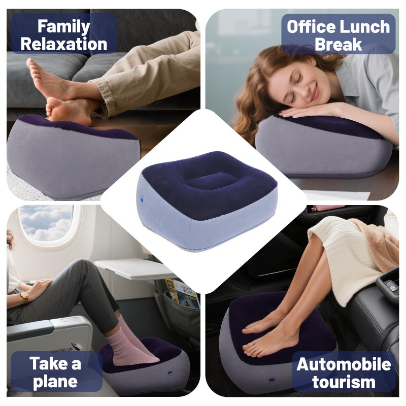 Ruheaou Inflatable Foot Rest for Travel - Adjustable Height Leg Pillow for Airplane & Car, Portable Foot Stool for Kids & Adults ï¼ˆMulticolorï¼‰ 2-Count - Image 5