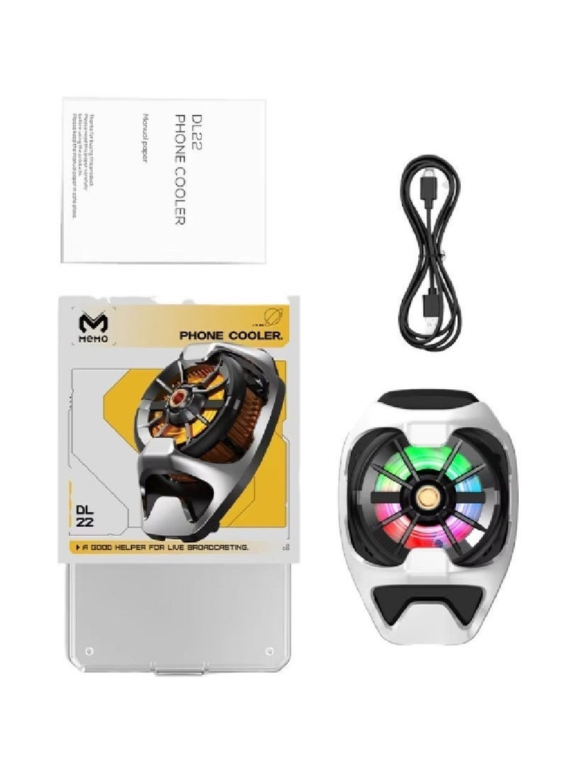 Memo DL22 Mobile Phone Cooling Fan with RGB Lights – Adjustable Semiconductor Radiator Cooler with USB Power, Portable Back Clip Heat Sink for Gaming, Streaming & Prolonged Use, Noiseless Design for Android & iOS Smartphones - Image 2