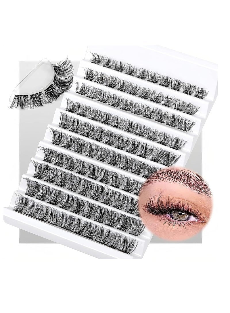 GlamKit Lash Clusters, 140pcs Cluster Lashes 14-16mm Wispy Individual Lashes Extensions Natural Look Lashes D Curl Fluffy Cluster Lashes DIY Eyelash Extension - Image 1