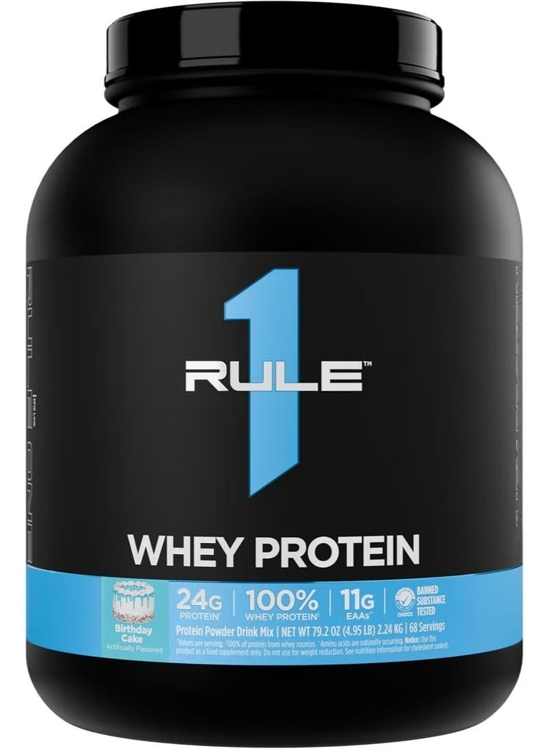 Rule 1 Whey Protein – 24g Fast-Acting Protein from All-Whey Sources with Naturally Occurring EAAs & BCAAs for Workout Recovery or Anytime Use, Birthday Cake