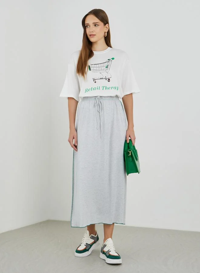 تايك تو Take Two Graphic Printed Oversized T-Shirt