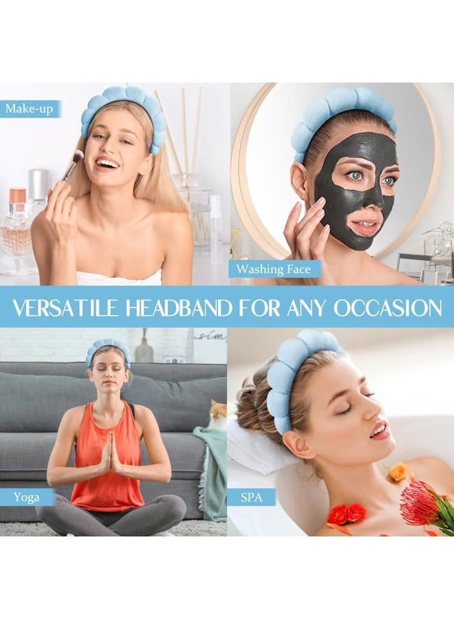 benchalak Spa Headband for Washing Face and Makeup, 3 Pack of Terry Cloth Headbands with Non Slip Design, Soft Face Wash Headband for Women, Blue - Image 5