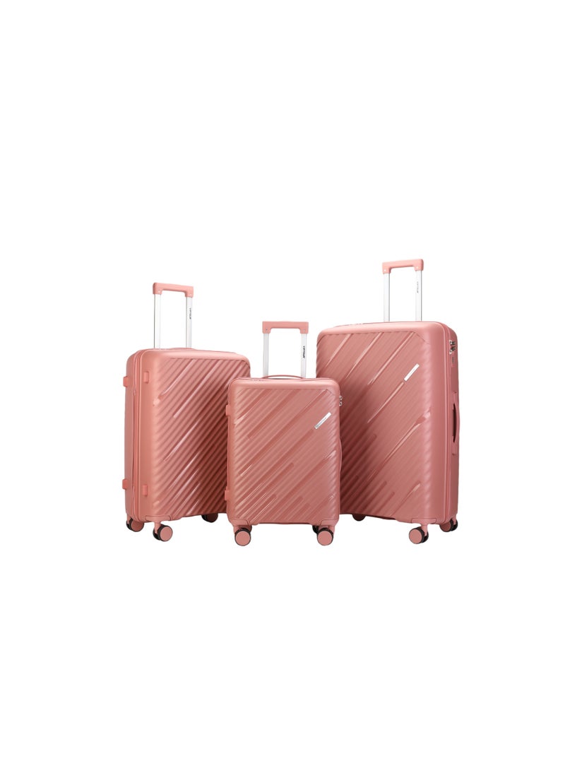 فيبتور طقم حقائب سفر صلبة دوارة مكون من 3 قطع مع قفل TSA - مصنوع من مادة البولي بروبيلين المتينة، بعجلات مزدوجة تدور 360 درجة، ومقبض من الألومنيوم