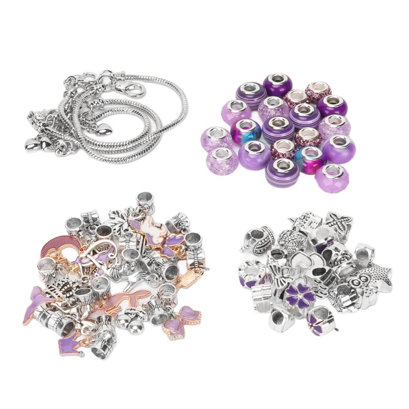 Bracelet Making Kit Exquisite Basic Bracelet Pendant Large Beads Colored Beads DIY Jewelry Making Set Purple - Image 3