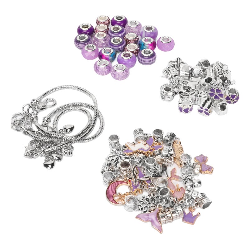 Bracelet Making Kit Exquisite Basic Bracelet Pendant Large Beads Colored Beads DIY Jewelry Making Set Purple - Image 2