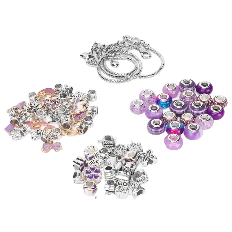 Bracelet Making Kit Exquisite Basic Bracelet Pendant Large Beads Colored Beads DIY Jewelry Making Set Purple - Image 4