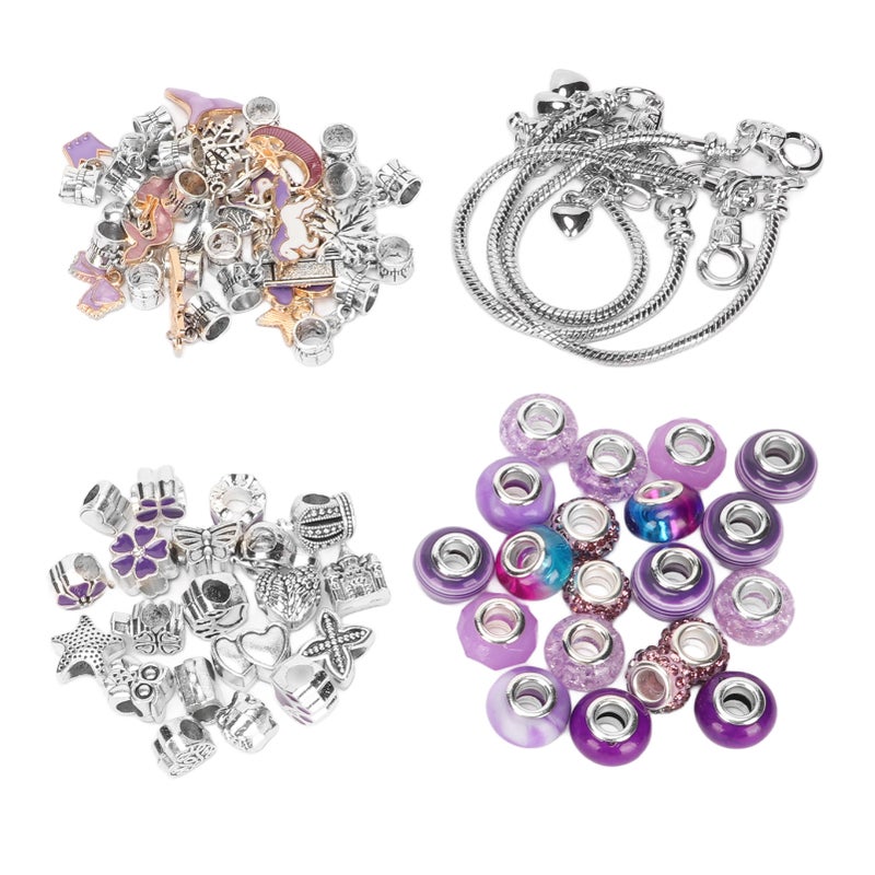 Bracelet Making Kit Exquisite Basic Bracelet Pendant Large Beads Colored Beads DIY Jewelry Making Set Purple - Image 5